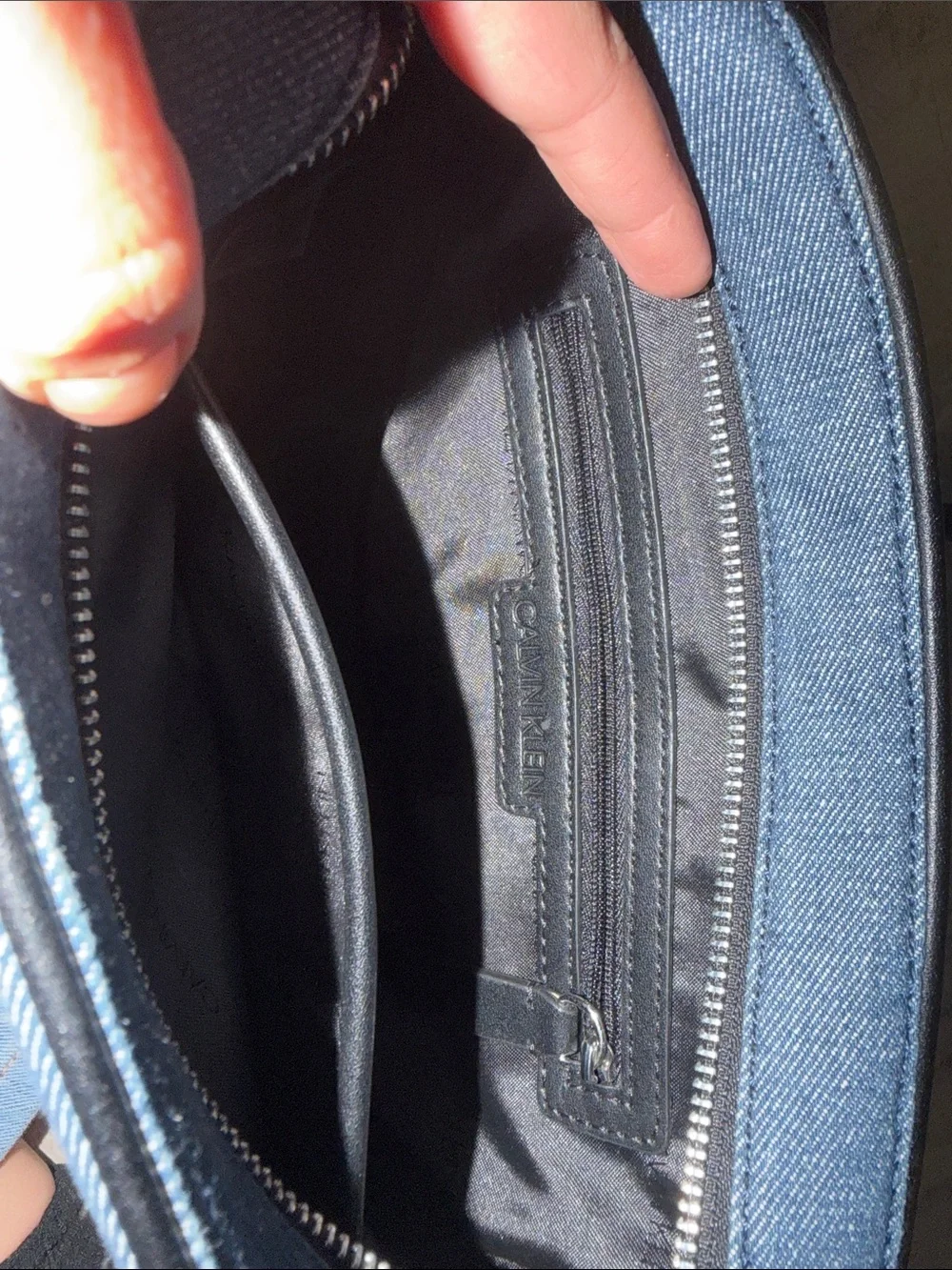 Calvin Klein Black and Navy Crossbody Messenger Bag